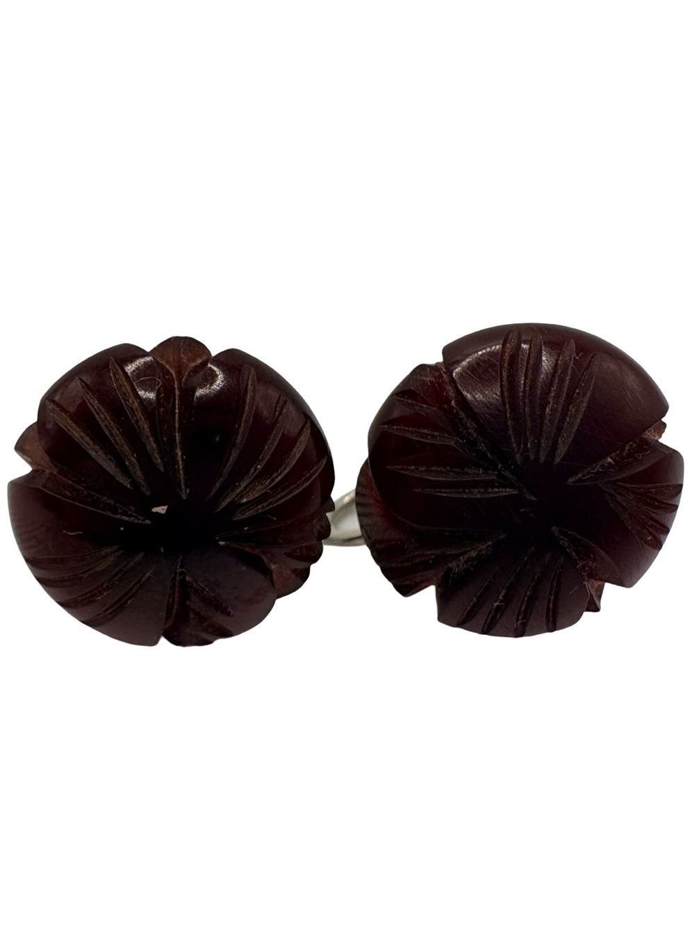 Vintage Deep Cherry Carved Bakelite Screwback Earrings